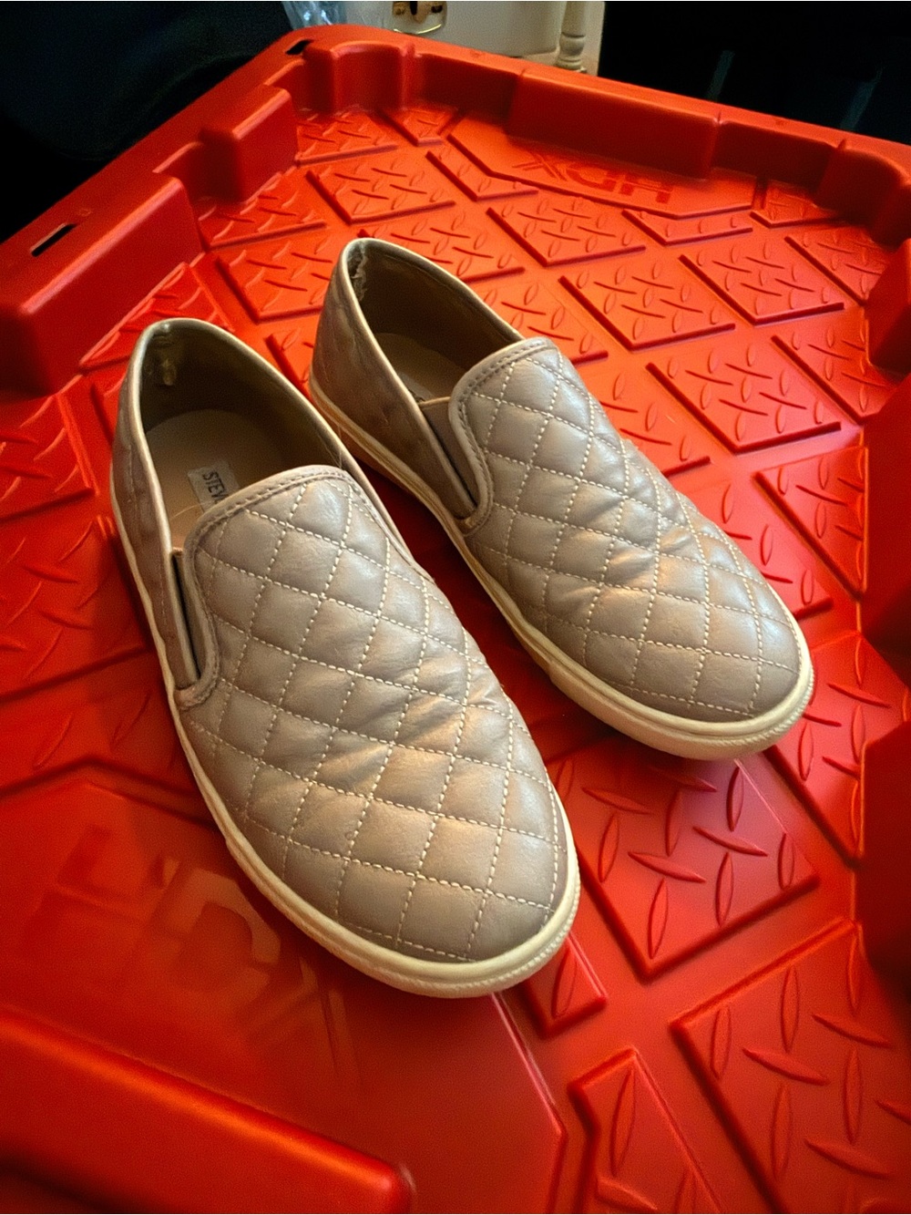 Steve Madden Quilted Slip-On Sneakers in Metallic Beige
